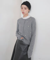 フラワー刺繍ニットカーディガン