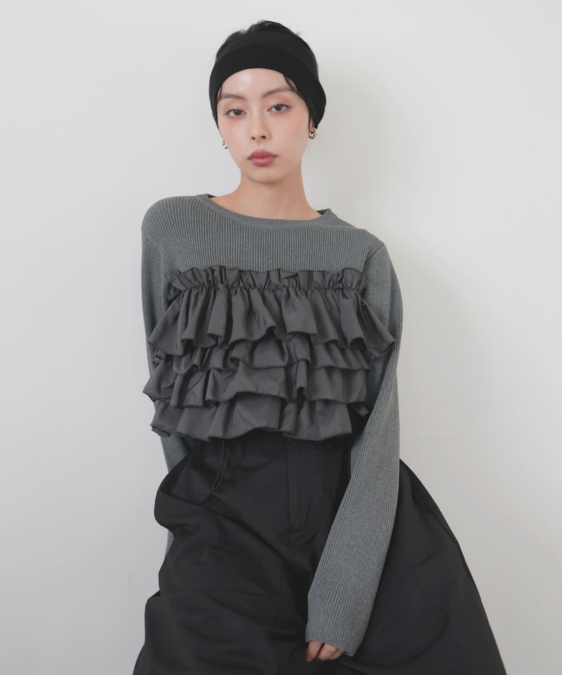 【12月上旬予約商品】フリルビスチェニットプルオーバー