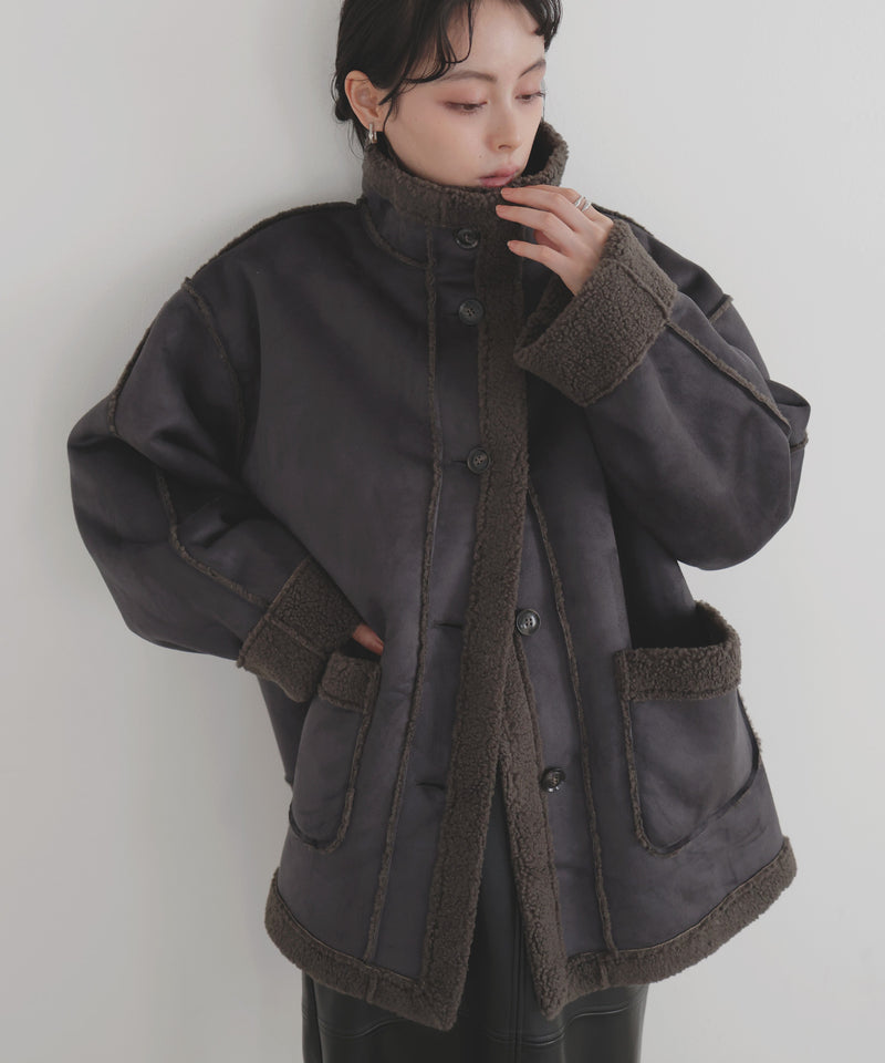 【10月中旬予約商品】ムートンボアミドルコート
