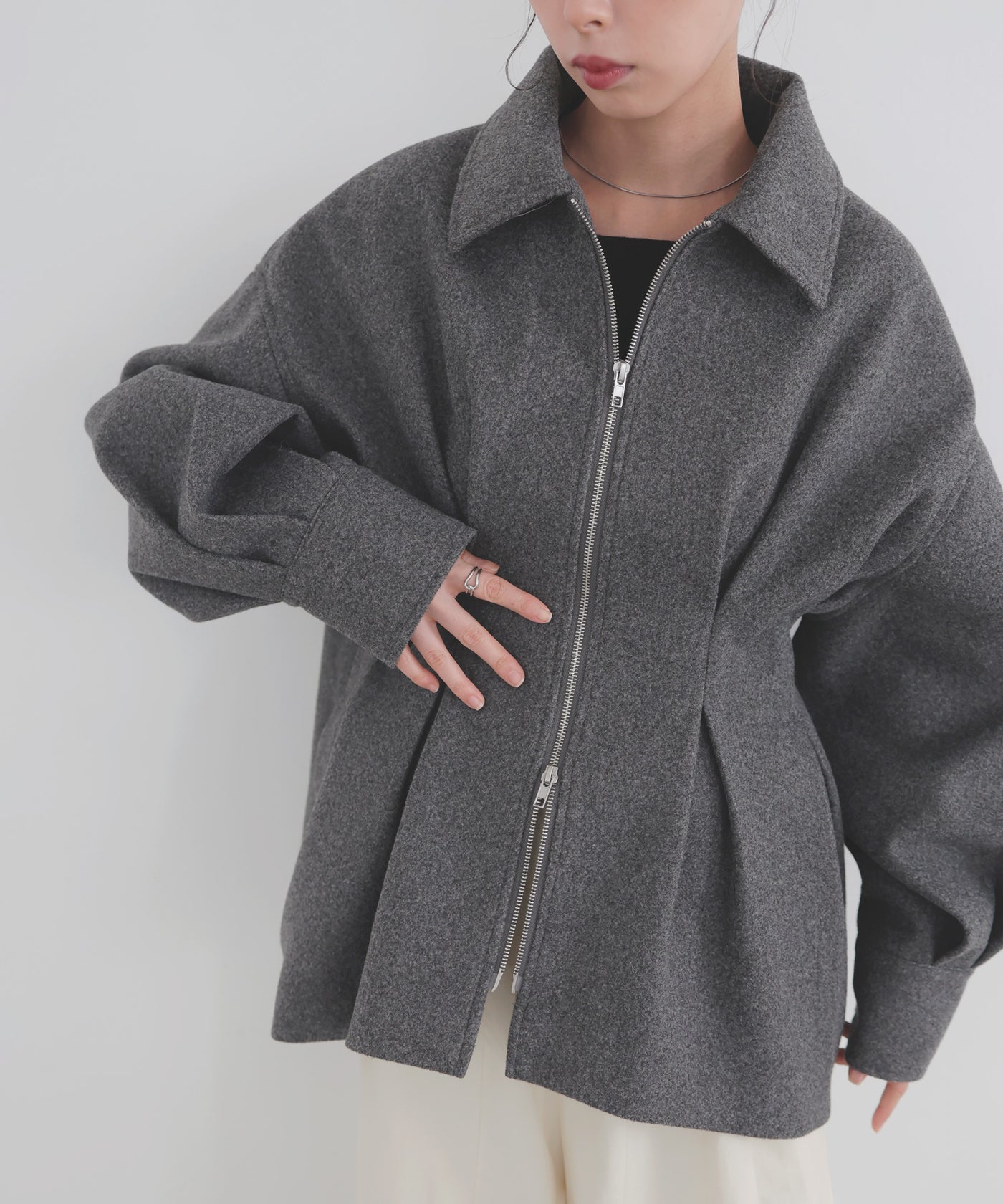 ウエストタックダブルジップブルゾン – LIAN