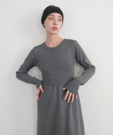 リブフレアニットワンピース