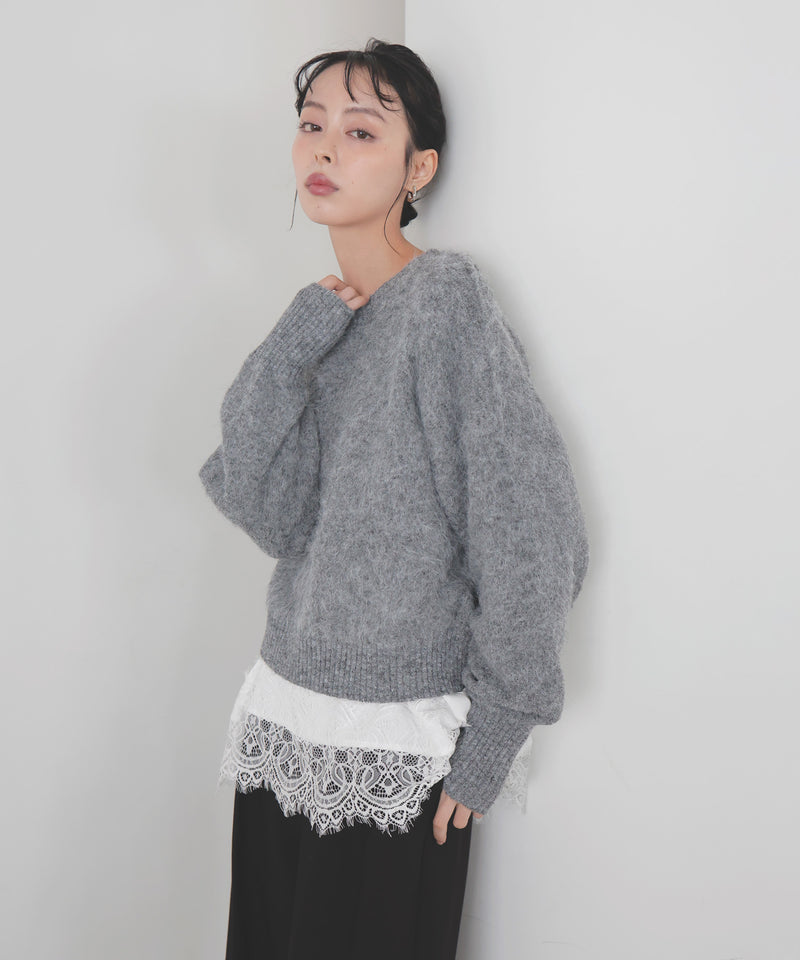 モヘアシャギーニットプルオーバー