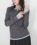 バイカラーヘンリーネックプルオーバー