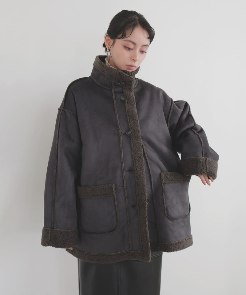 【10月中旬予約商品】ムートンボアミドルコート