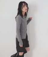 【一部予約商品】クルミボタンリブポロニット