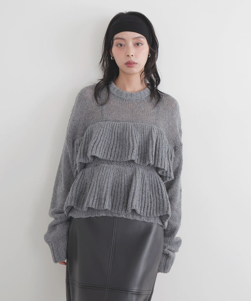 【12月下旬予約商品】シアーフリルニットプルオーバー