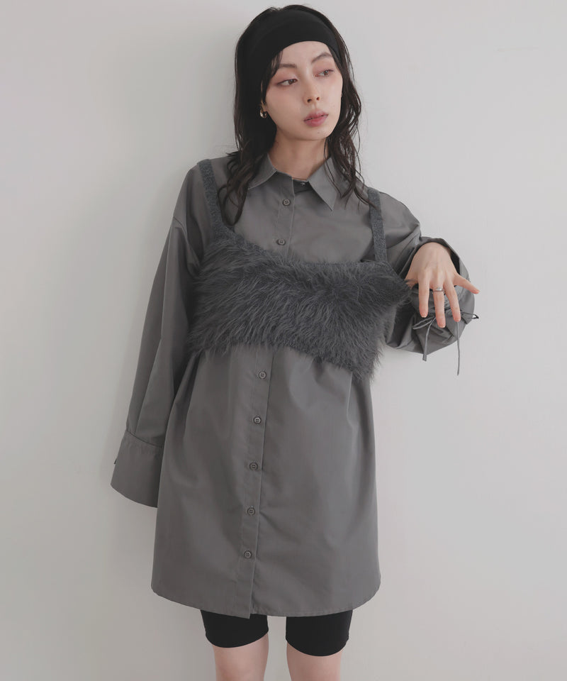袖リボンチュニックシャツ
