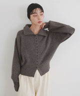 ボタンデザイン2WAYネックニット