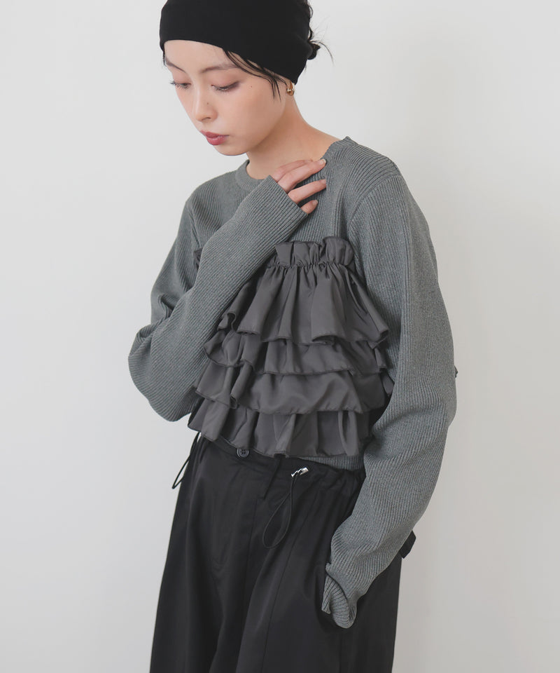 【12月上旬予約商品】フリルビスチェニットプルオーバー