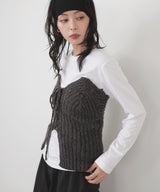 レースアップニットビスチェ