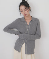 バイカラーラインポロニット