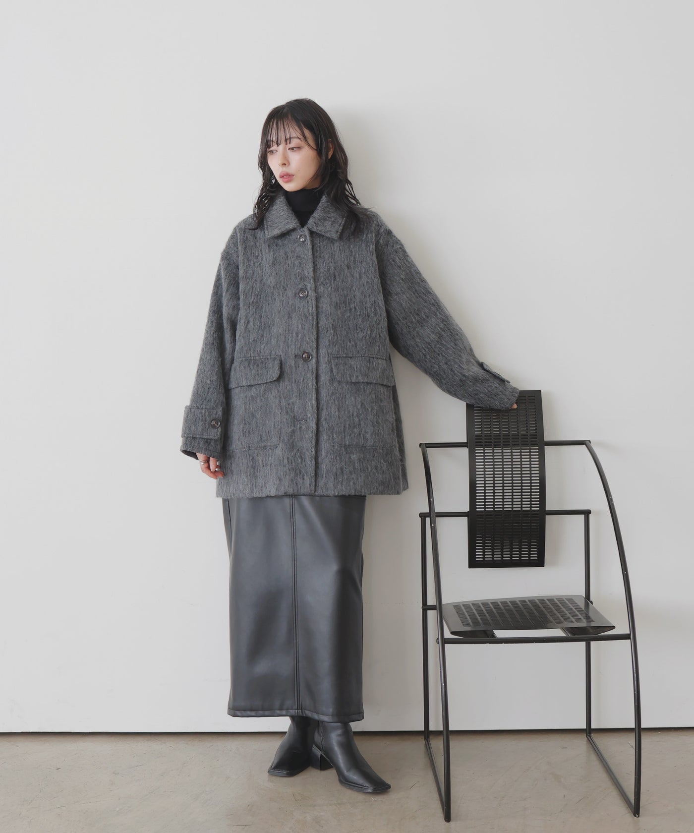 LIAN シャギーテーラードジャケットコート グレー LIAN シャギーテーラードジャケットコート グレー LIAN（リアン