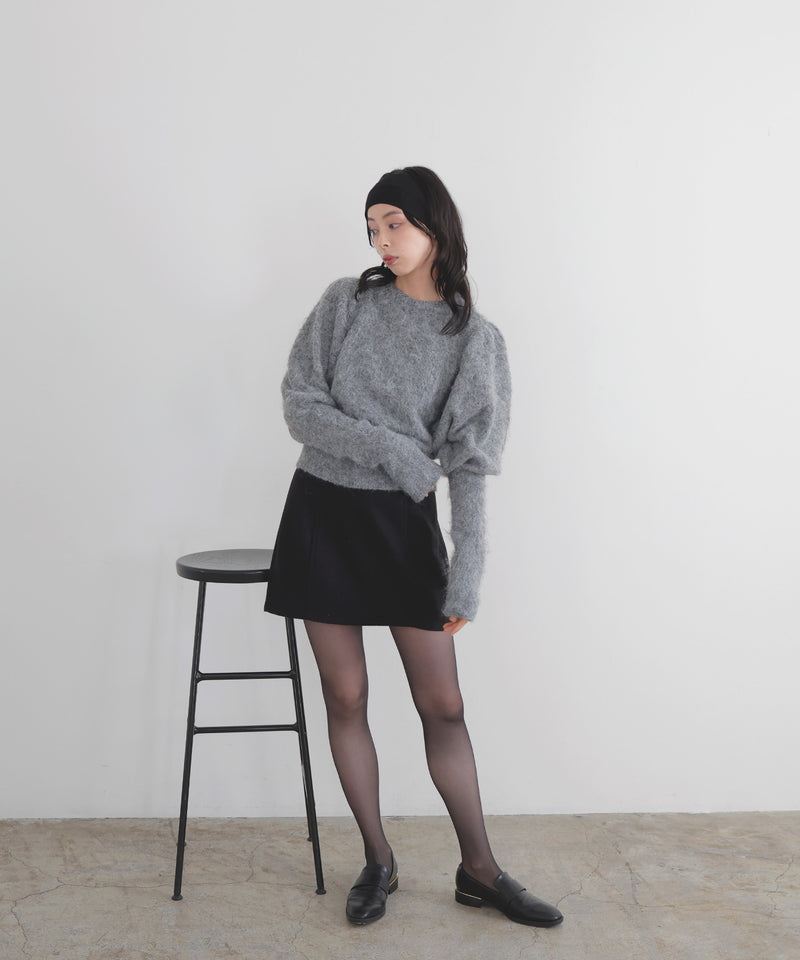 モヘアパフスリーブニット