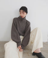 ボタンデザイン2WAYネックニット