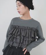 【12月上旬予約商品】フリルビスチェニットプルオーバー