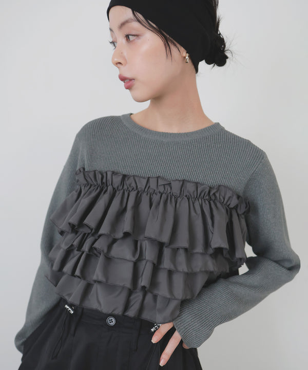 【12月上旬予約商品】フリルビスチェニットプルオーバー