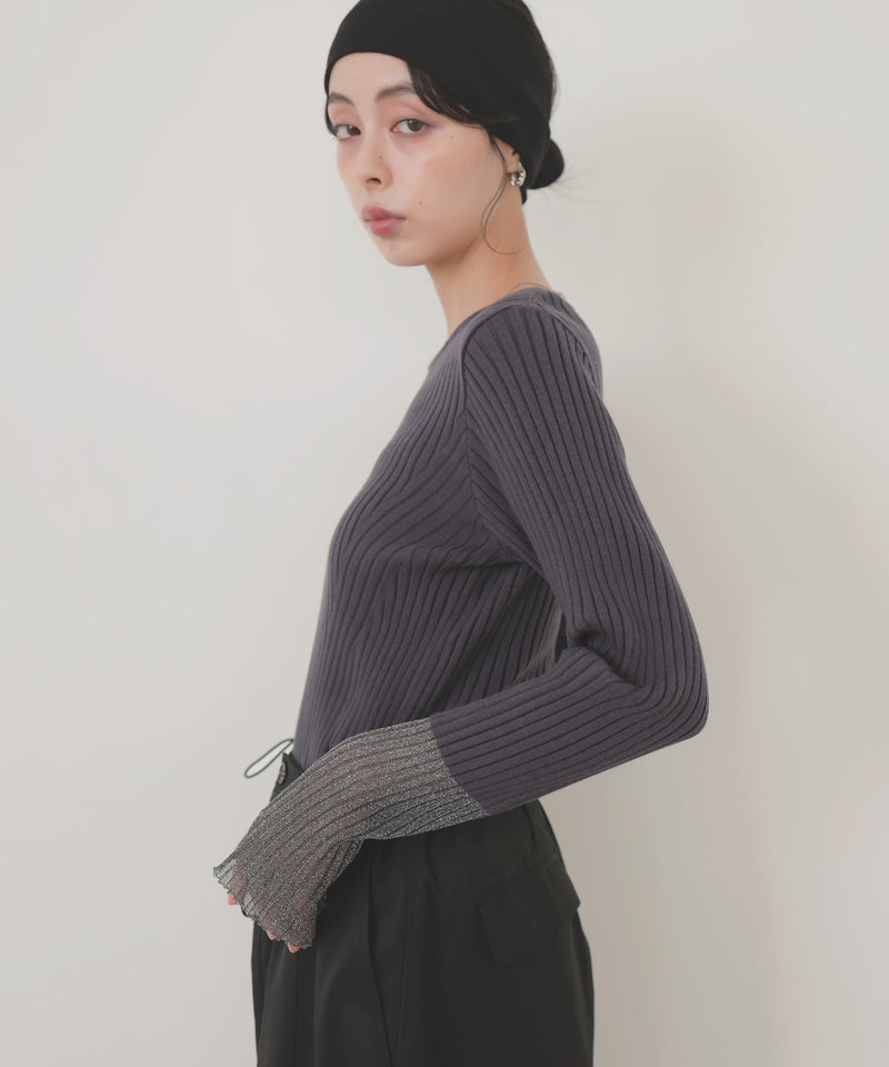 ラメスリーブニットプルオーバー