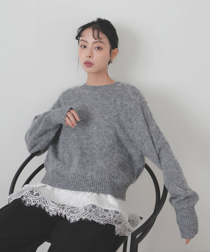 モヘアシャギーニットプルオーバー