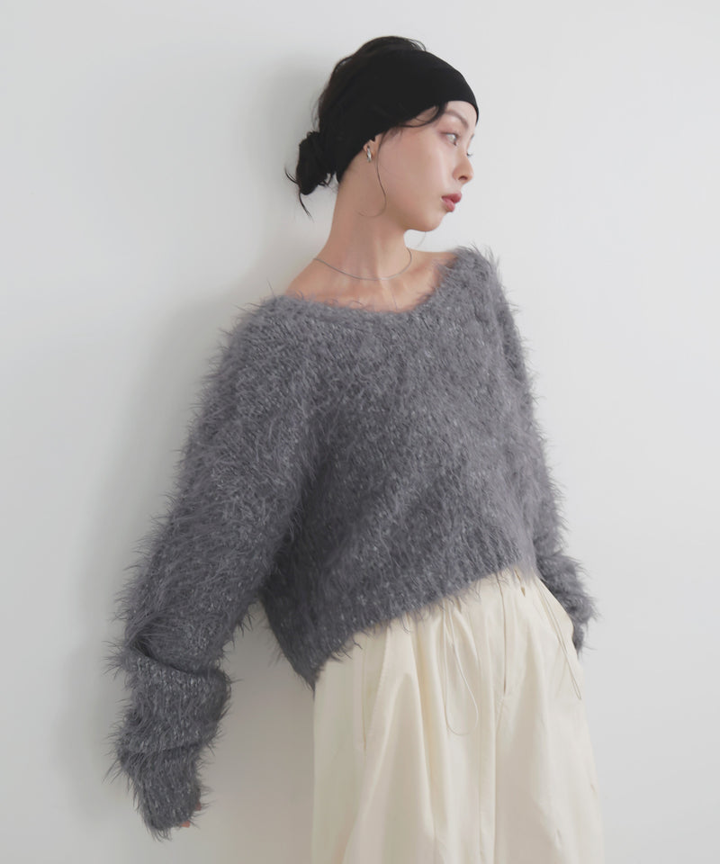 フェザーVネックニットプルオーバー