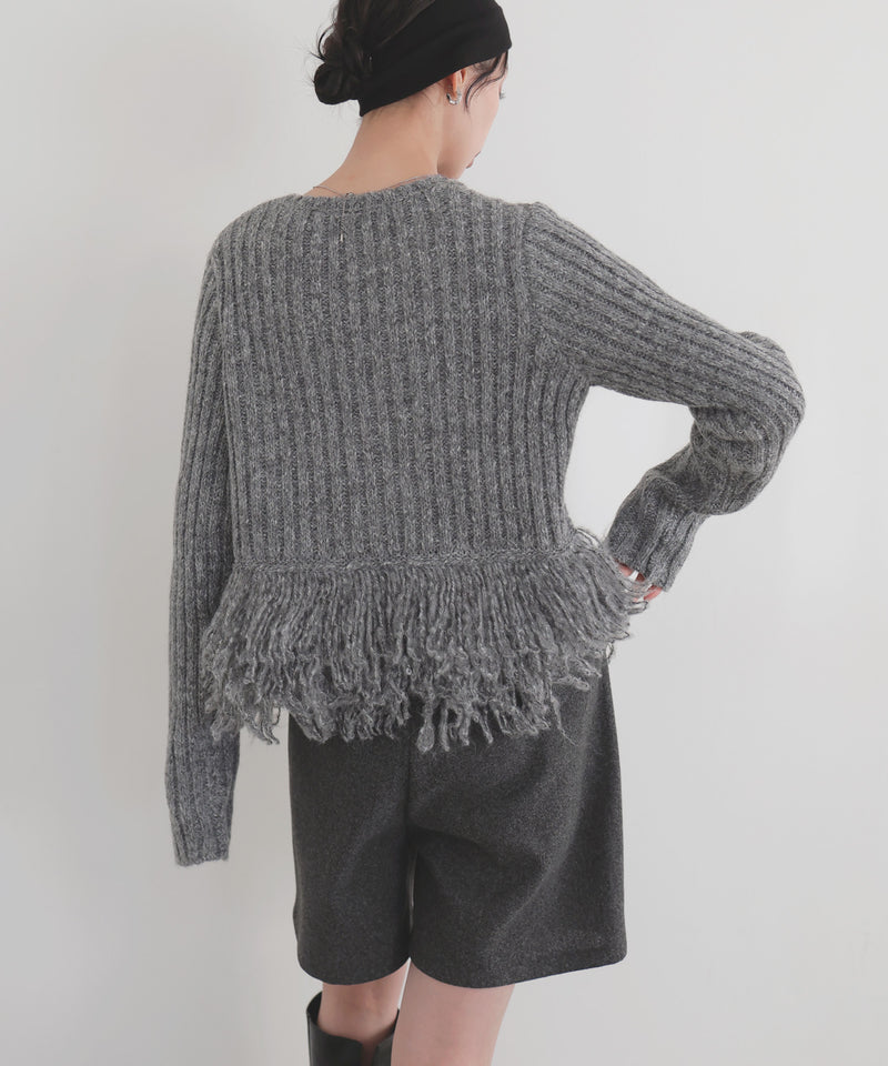 フリンジペプラムニット