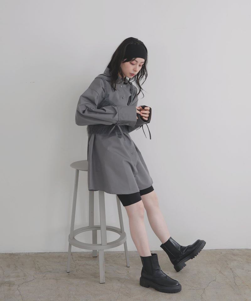 袖リボンチュニックシャツ
