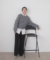 ランダムフリンジニットプルオーバー