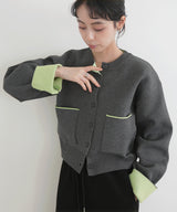 【1月中旬予約商品】バイカラーニットカーディガン