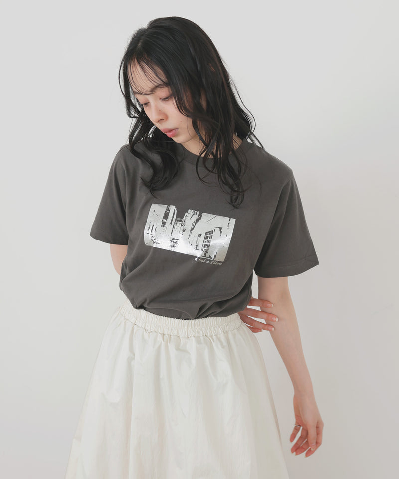 シルバー箔プリントコンパクトT