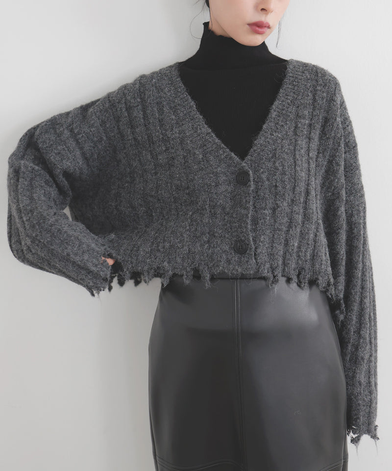 ダメージVネックカーディガン