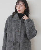 【10月下旬予約商品】ステンカラーシャギージャケットコート