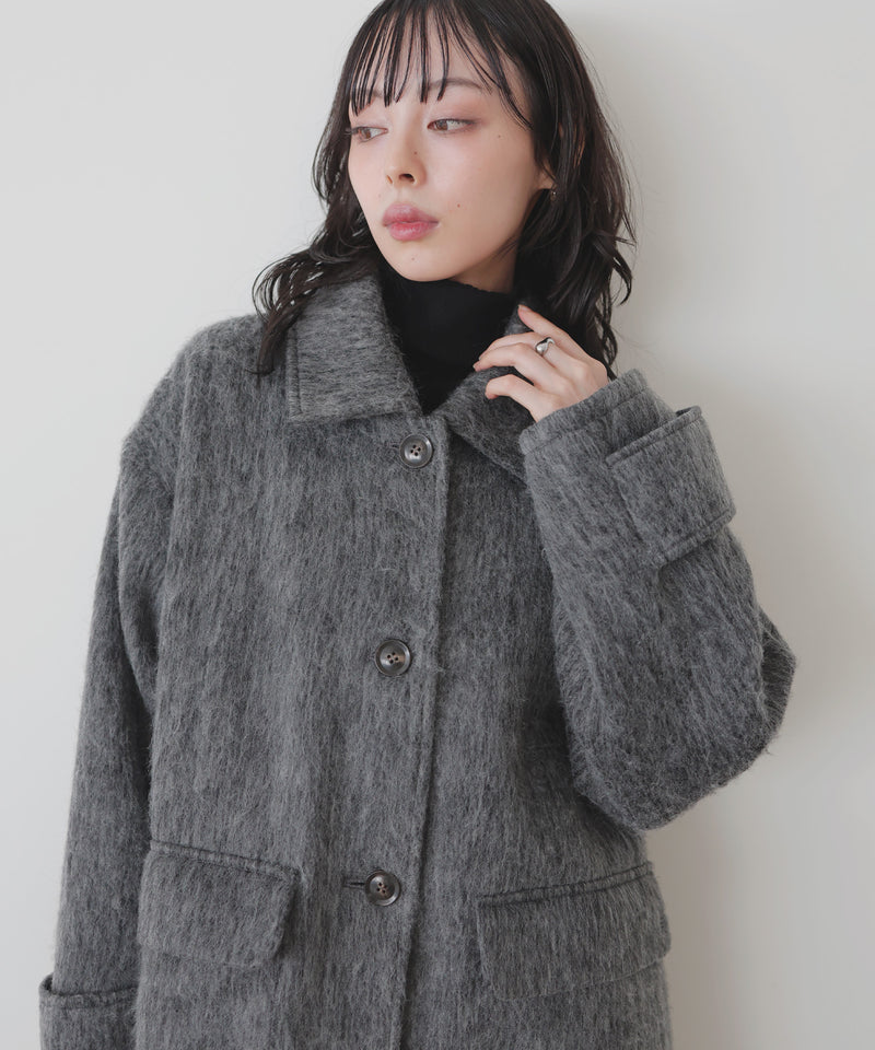 【10月下旬予約商品】ステンカラーシャギージャケットコート
