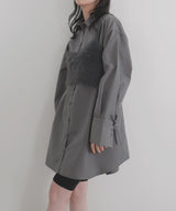 袖リボンチュニックシャツ