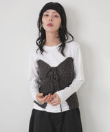 レースアップニットビスチェ