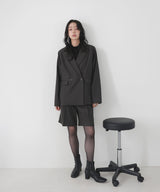 【セットアップ対応】ハイウエストタックハーフパンツ