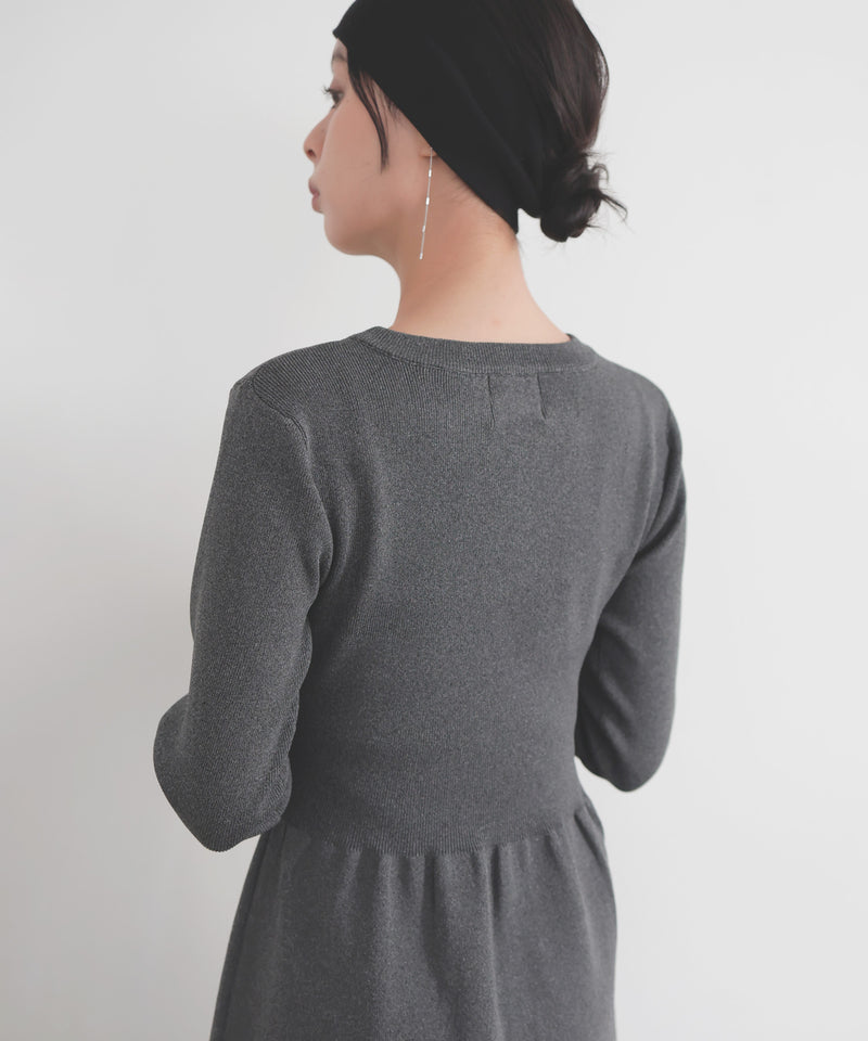 リブフレアニットワンピース
