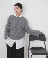 ランダムフリンジニットプルオーバー