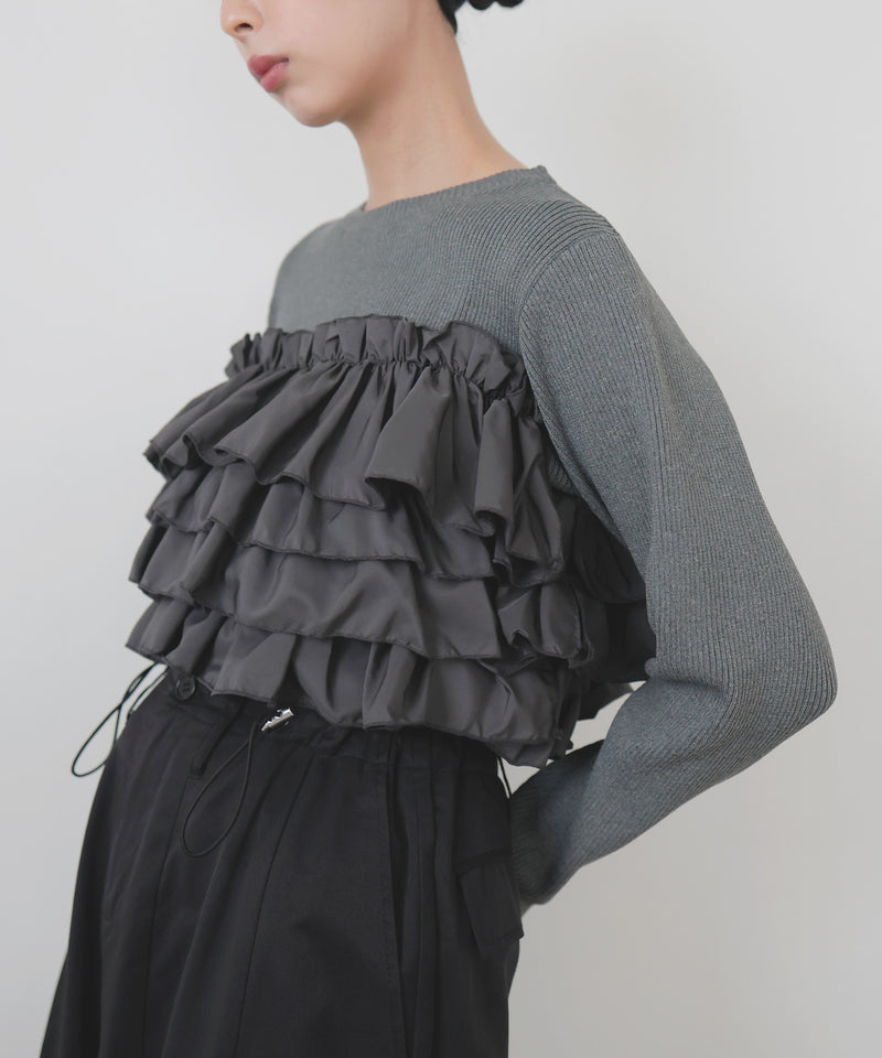 【12月上旬予約商品】フリルビスチェニットプルオーバー