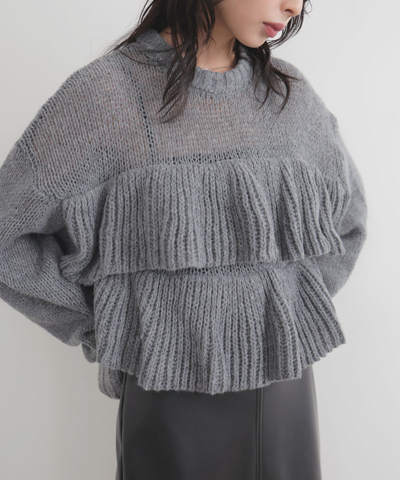 【12月下旬予約商品】シアーフリルニットプルオーバー