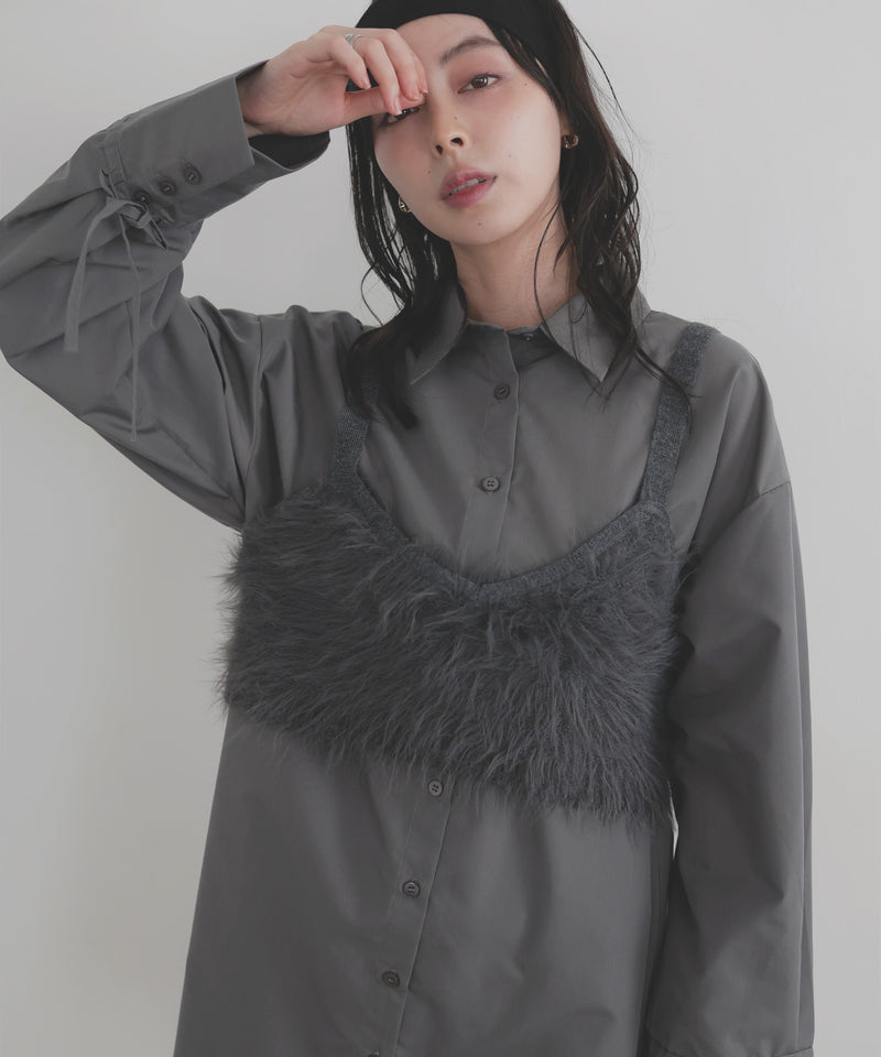 袖リボンチュニックシャツ