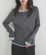 バイカラーヘンリーネックプルオーバー