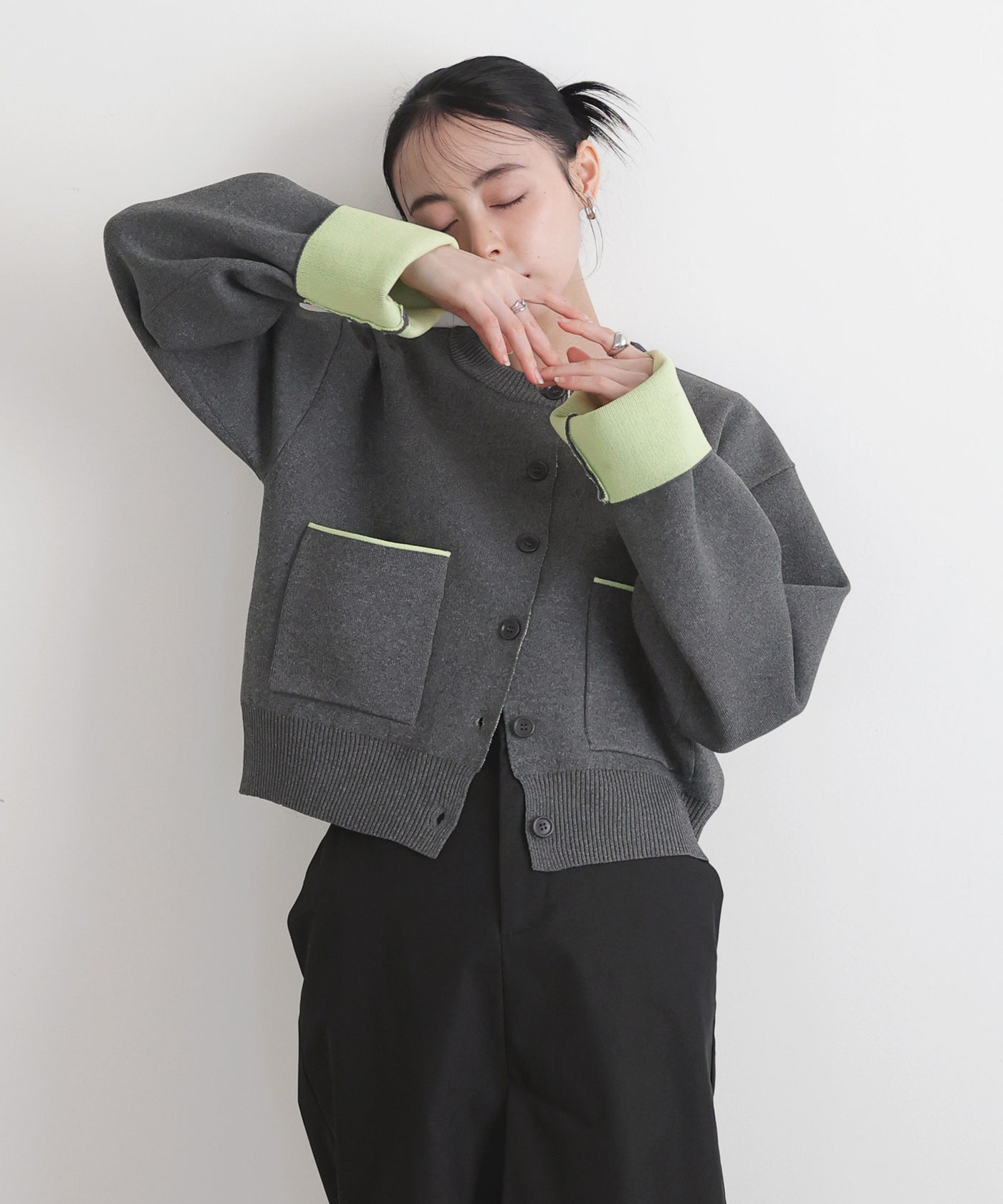 バイカラーニットカーディガン – LIAN