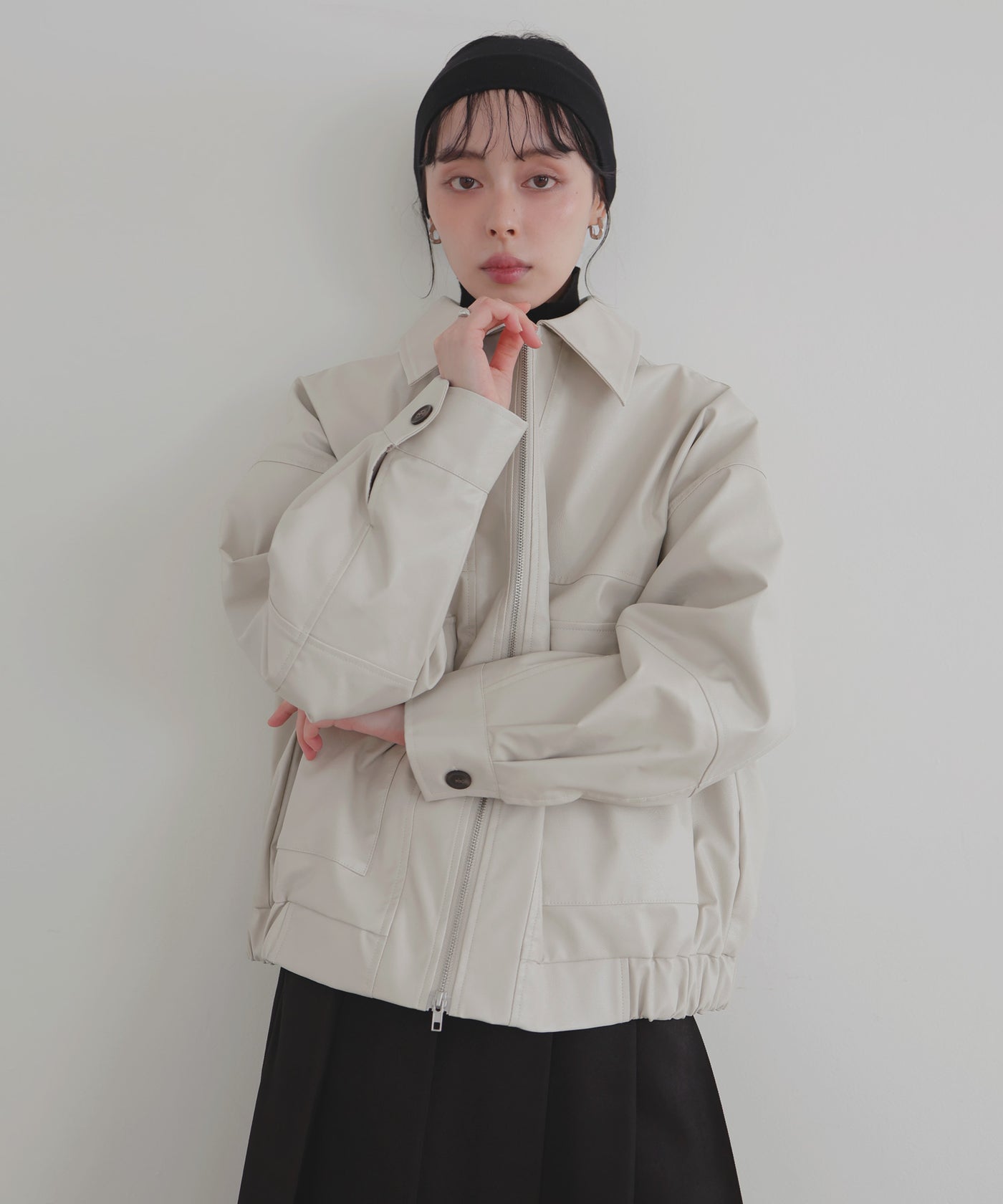 フェイクレザープリーツスカパン フェイクレザーステンミドルブルゾン セット フェイクレザープリーツ／スカパン｜INGNI(イング) 公式通販