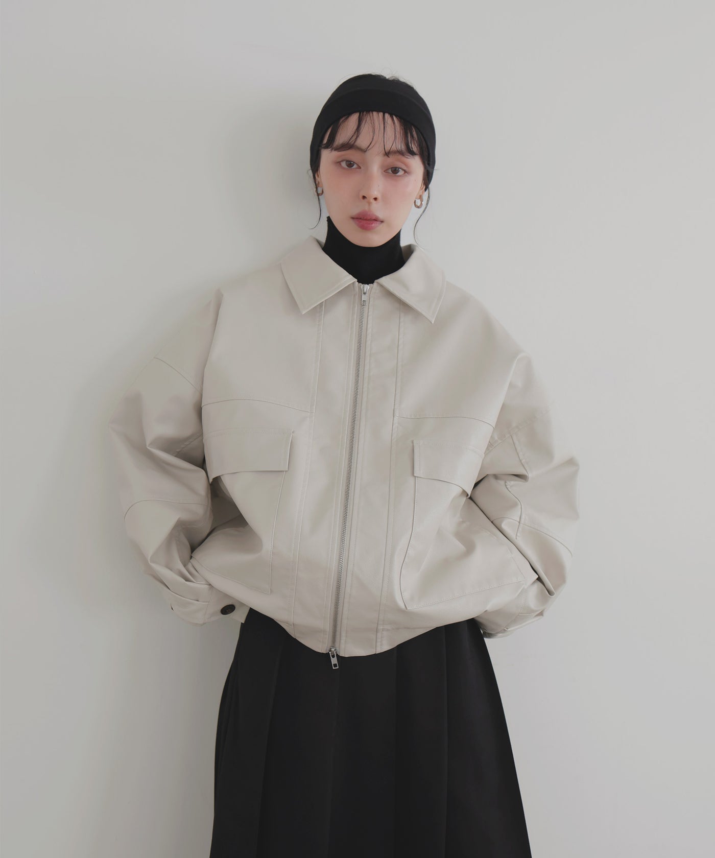 フェイクレザープリーツスカパン フェイクレザーステンミドルブルゾン セット フェイクレザーミドルブルゾン – LIAN