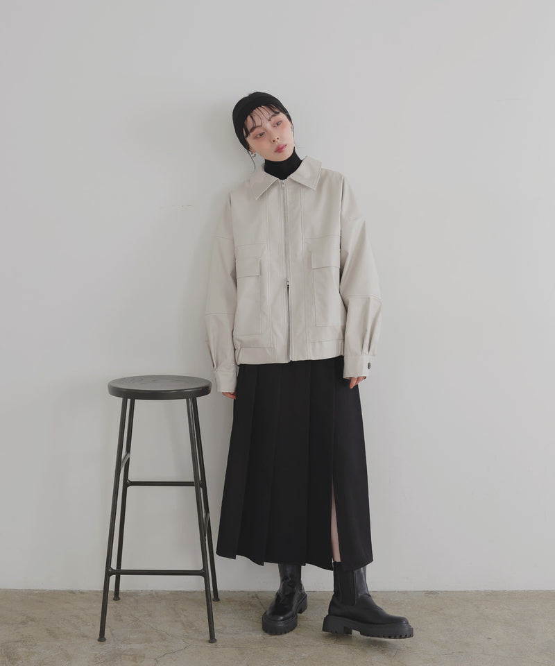 フェイクレザーミドルブルゾン