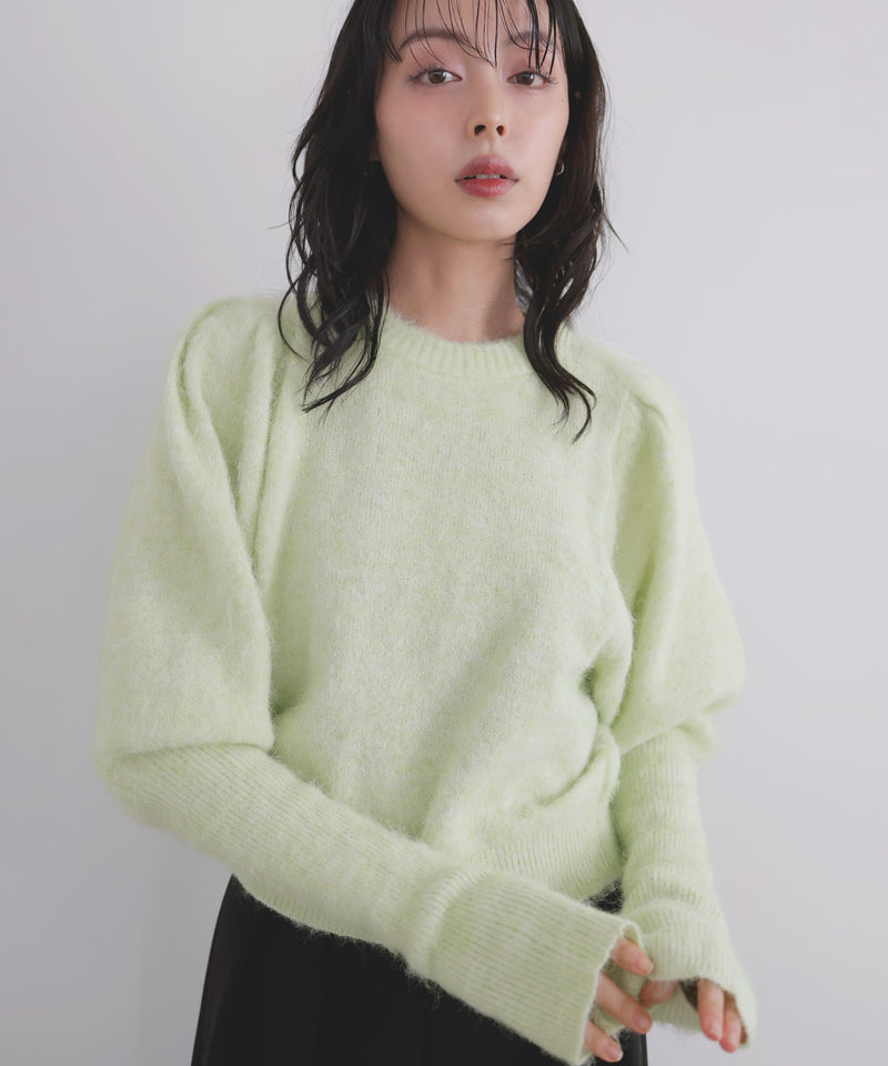 モヘアパフスリーブニット