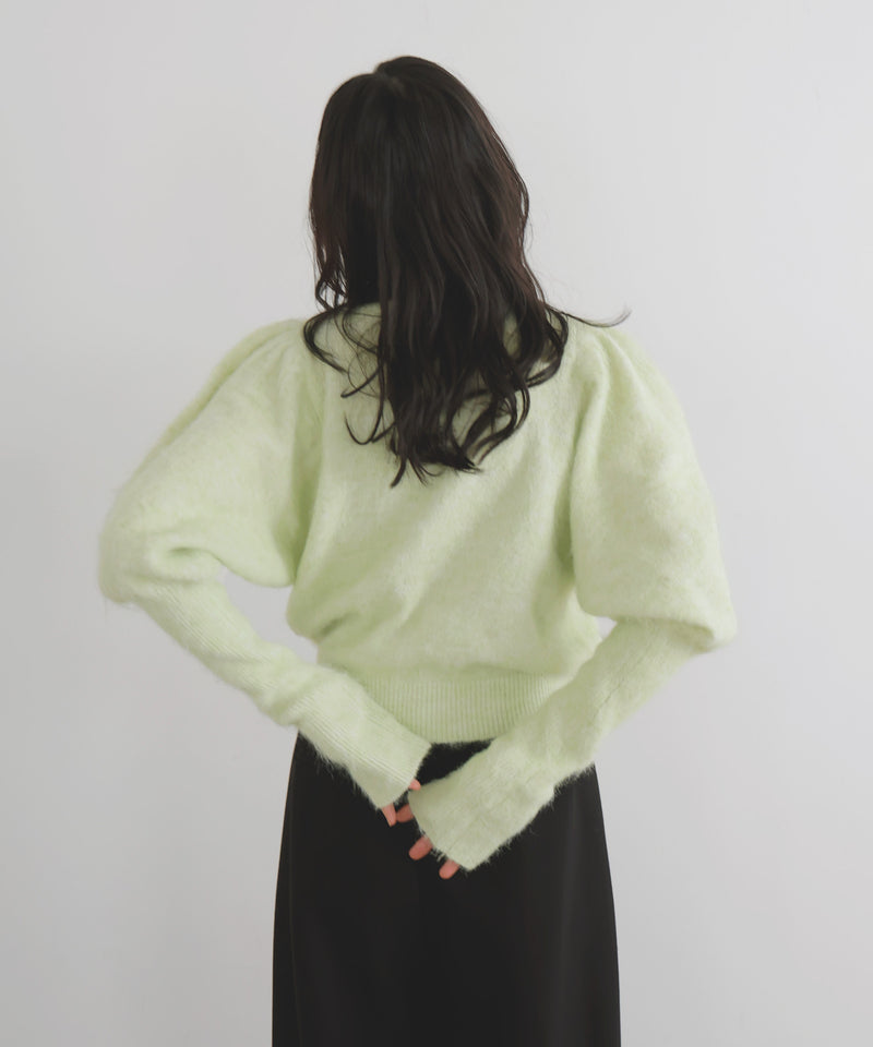 モヘアパフスリーブニット