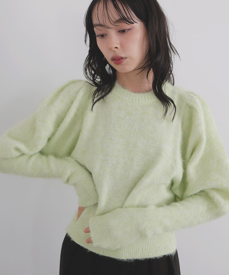 モヘアパフスリーブニット