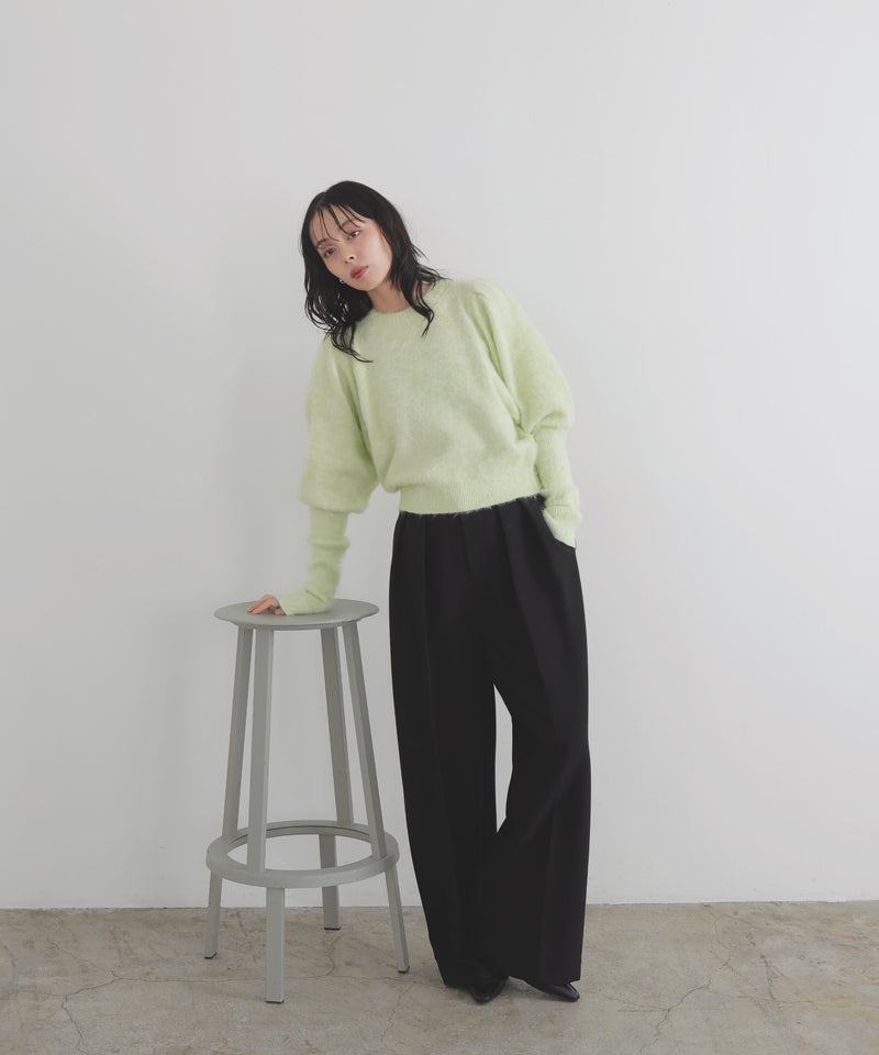 モヘアパフスリーブニット