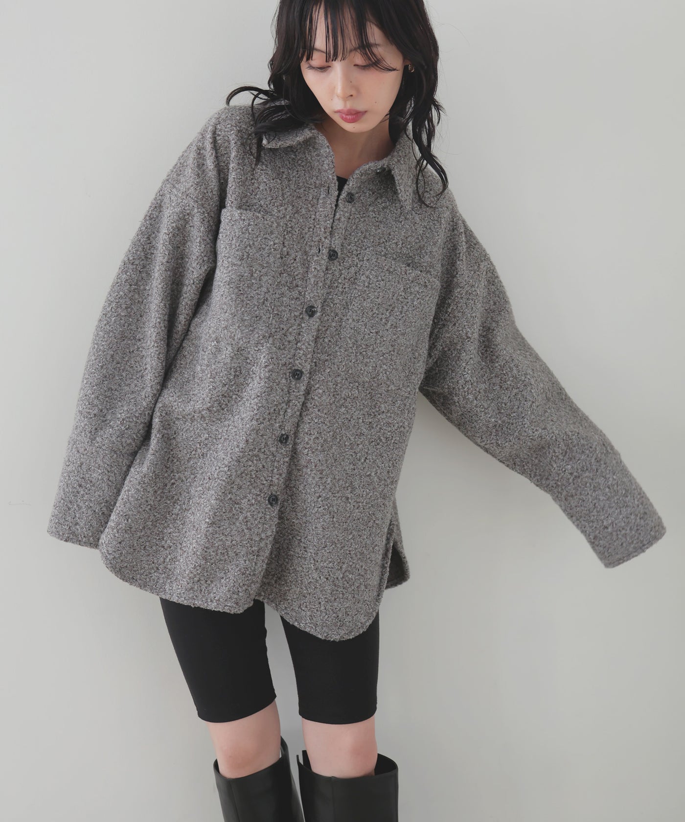 ループツイードシャツブルゾン – LIAN