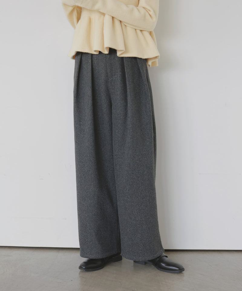 ウールライクタックワイドパンツ